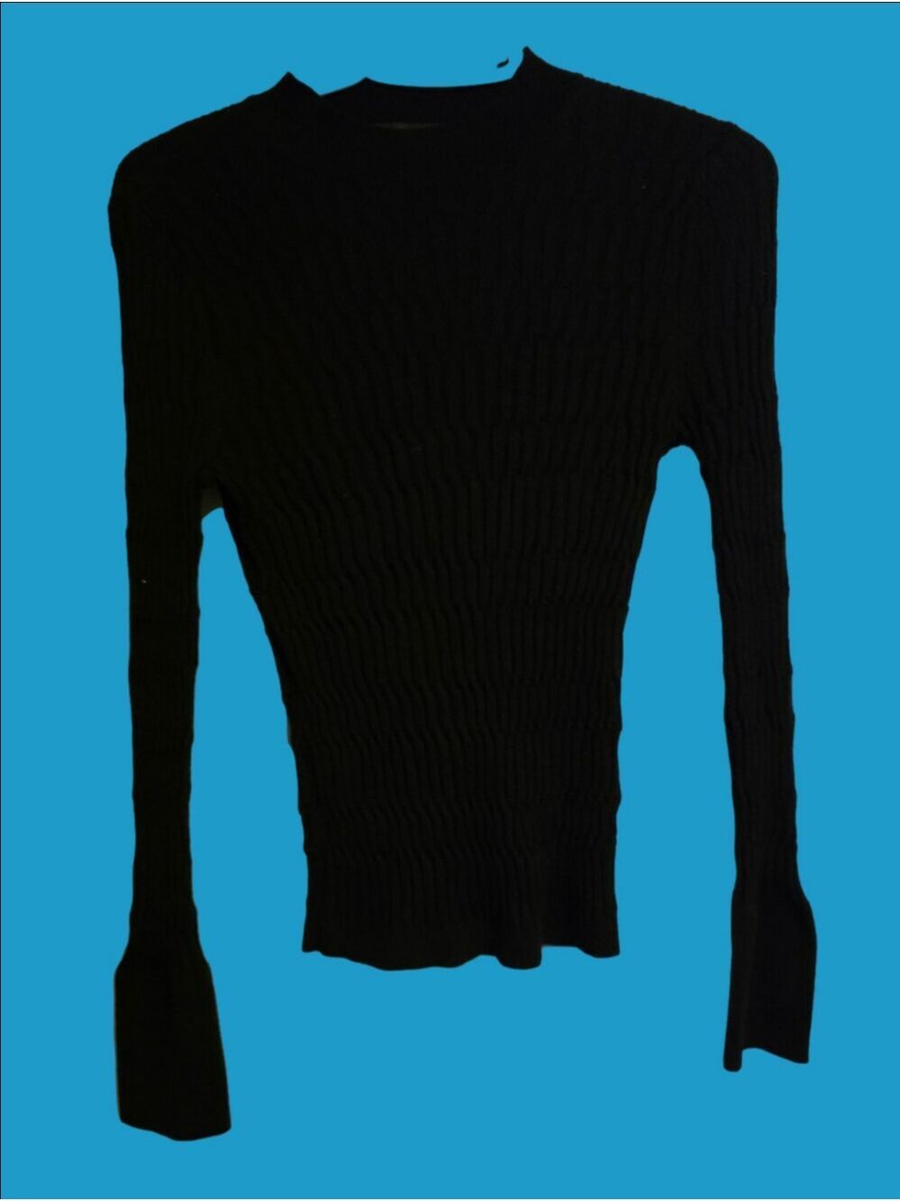 4/$67 Deal! Club Monaco Black Textured Rib Crewneck Sweater